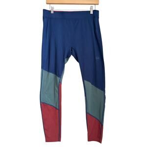 Janji Women L Running Leggings Colorblock Blue Red Green Athletic Gym Workout